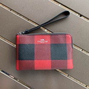 Coach Buffalo Plaid Wristlet NWT
